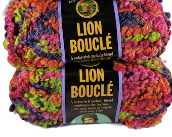 Hilo Lion Brand Yarns Boucle Mohair Blend Gelato, lote de 2 madejas para tejer, hacer ganchillo y manualidades.