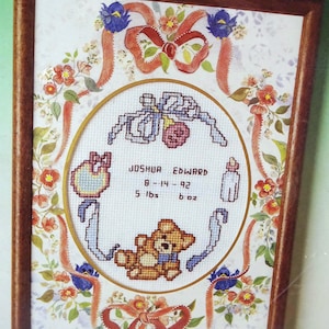 Candamar Something Special Counted Cross Stitch Birth Announcement with Frame SEALED