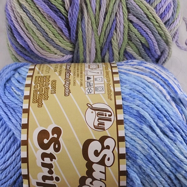 Lot de 2 sucre n fil crème colorant de rayures rayures tricot au Crochet de laine peignée campagne panaché