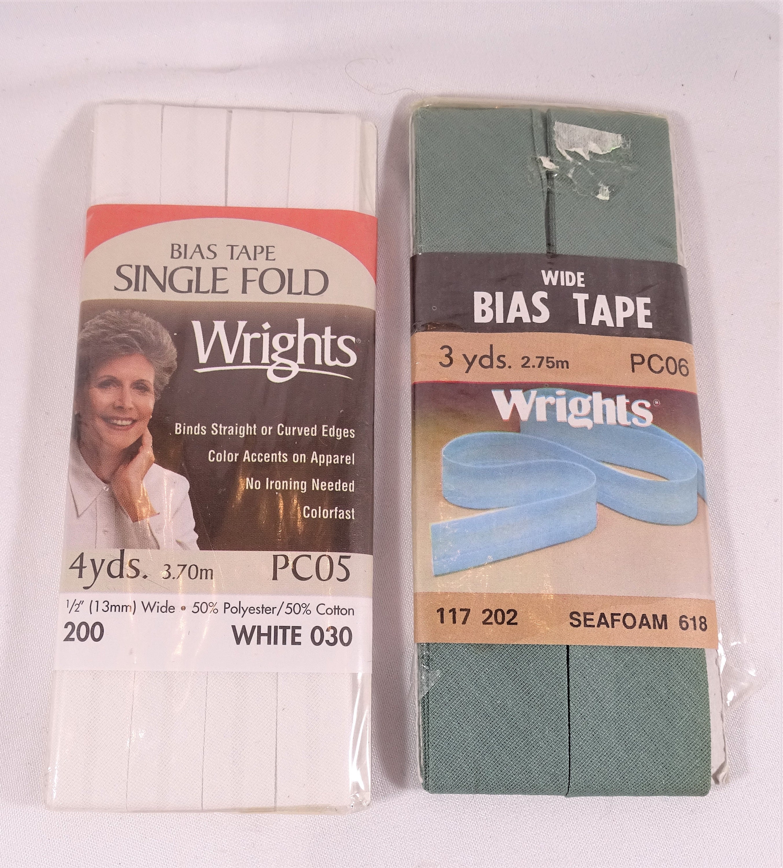Lot 8 Vintage Bias Tape Single Fold Wrights Sewology JP Coats Red Blue