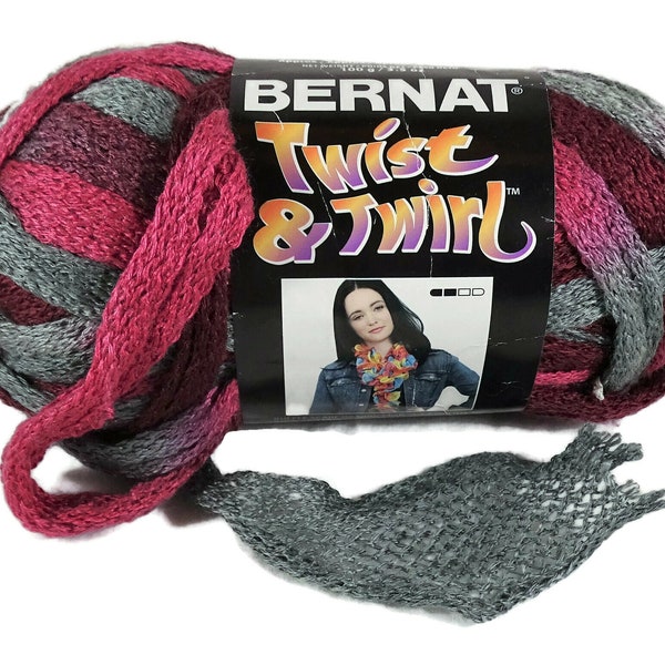 Bernat Twist & Twirl Yarn Misty Merlot Variegated  Scarf Ribbon Yarn