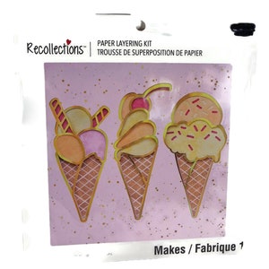 Recollections Paper Layering Kit Ice Cream Cones SEALED craft