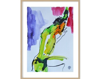 Watercolor Nude Art | Etsy
