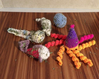 Handmade Crochet Catnip Cat Toys - Unique Designs for Playful Cats - Chemical-Free Homegrown Catnip - Perfect Gift for Feline Friends