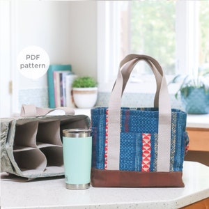 Water Bottle Tote PDF Sewing Pattern | Reuseable Tote Bag Pattern | Market, Shopping, & Wine Bag | Eco-friendly Gift Idea