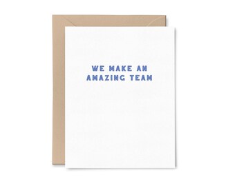 Amazing Team Encouragement Card | Recycled Paper Greeting Card | Minimal Blue Neutral Teamwork Ecofriendly