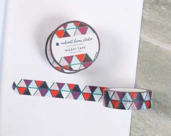 Triangle Pattern Washi Tape Red & Purple | Bright Geometric Masking Tape | Planner Bullet List Journal Scrapbooking Supplies (2-pack)