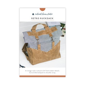 Retro Rucksack PDF Sewing Pattern Convertible Straps Vintage Backpack, Tote Bag, or Diaper Bag Pattern Canvas Fold Over Bag image 7