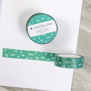 Green Texture Pattern Washi Tape Emerald | Bright Boho Masking Craft Tape | Planner Bullet List Journal Scrapbooking Supplies (2-pack)