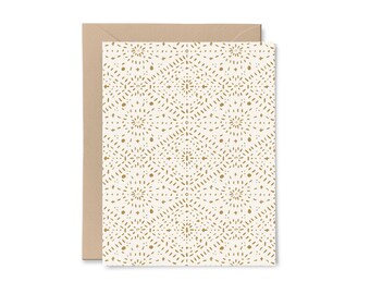Boho Diamond Pattern Everyday Blank Card | Recycled Paper Greeting Card | Neutral Pattern Notecard for Professional or Designer