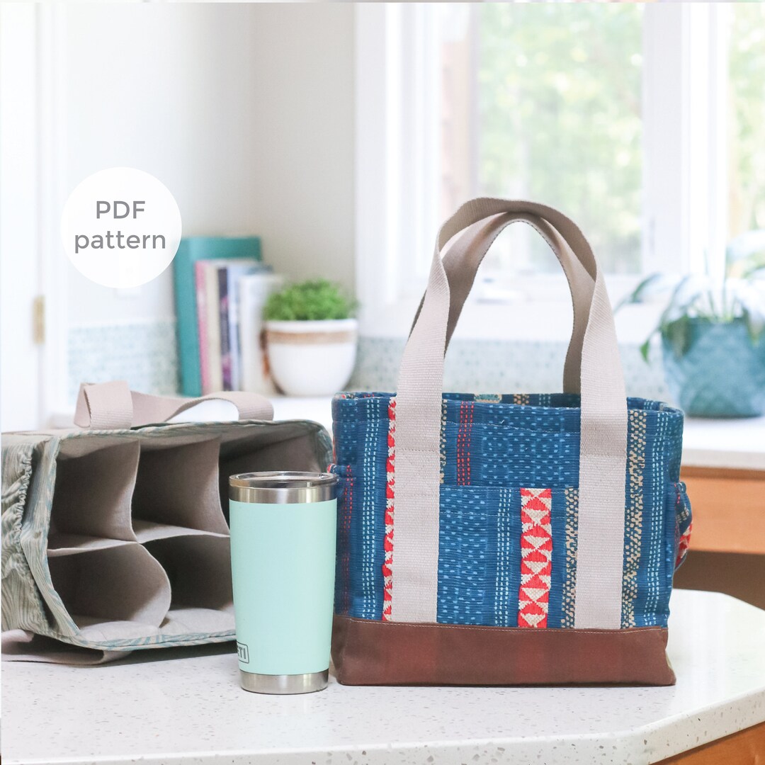Water Bottle Tote PDF Sewing Pattern Reuseable Tote Bag Pattern Market