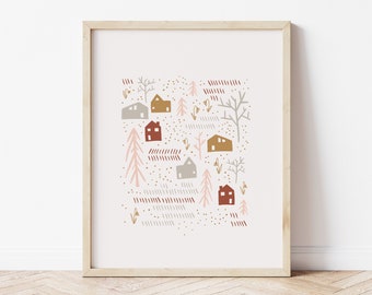 Raised Neighborly Peach Art Print | Love Your Neighbor &  Community | It Takes a Village | Boho Farmhouse Wall Art