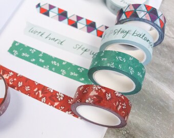 Conjunto de 4 fitas Washi artesanais em padrões brilhantes | Fita adesiva natural moderna | Lista de marcadores do planejador Suprimentos de diário | Afirmação ao ar livre