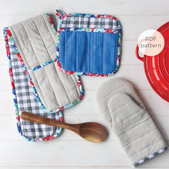 Modern Potholder Sewing Pattern  DIY Hot Pads  Handmade