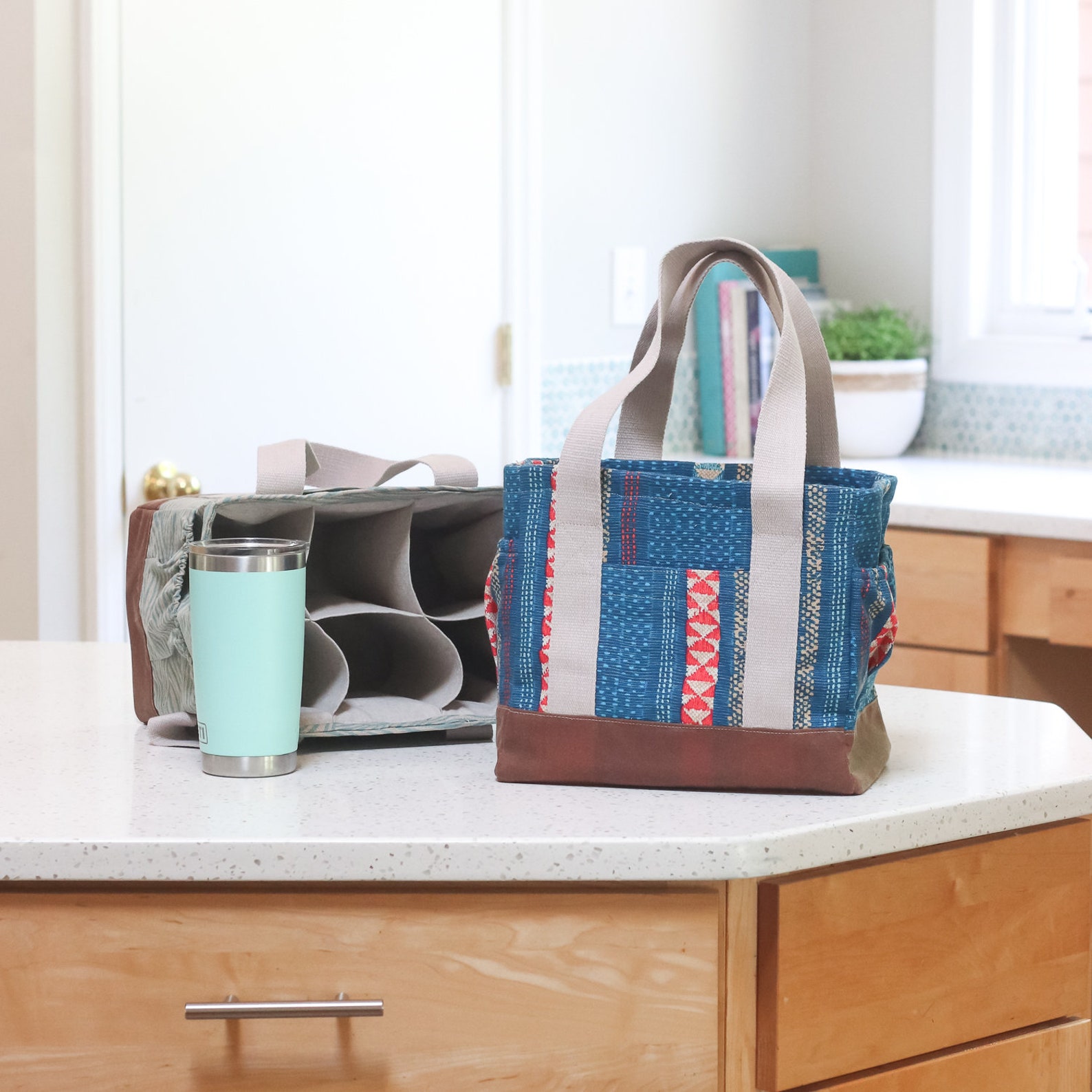 Water Bottle Tote PDF Sewing Pattern Tote Bag Pattern Reusable Shopping