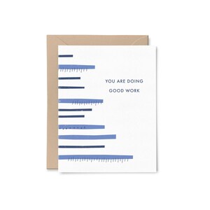 Vous faites du bon travail carte d'encouragement | de voeux en papier recyclé | Rayure bleue