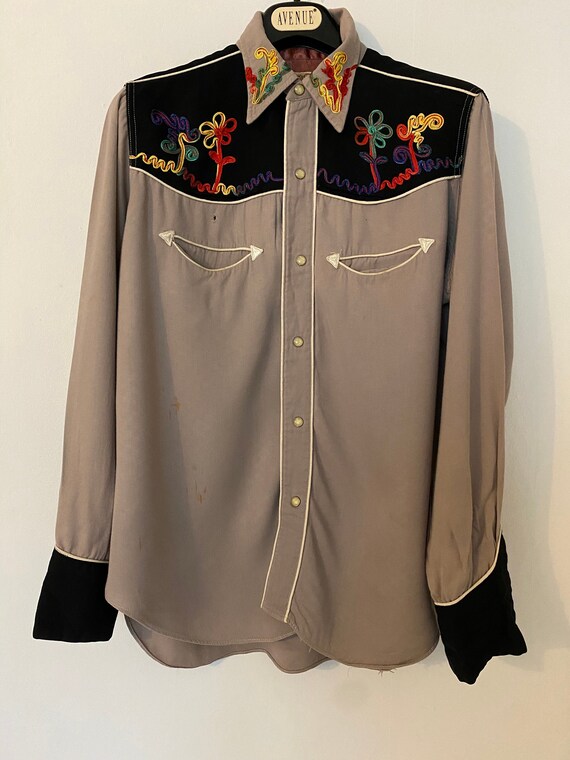 Vintage RARE 1950s Western Gabardine Shirt SCOTTY