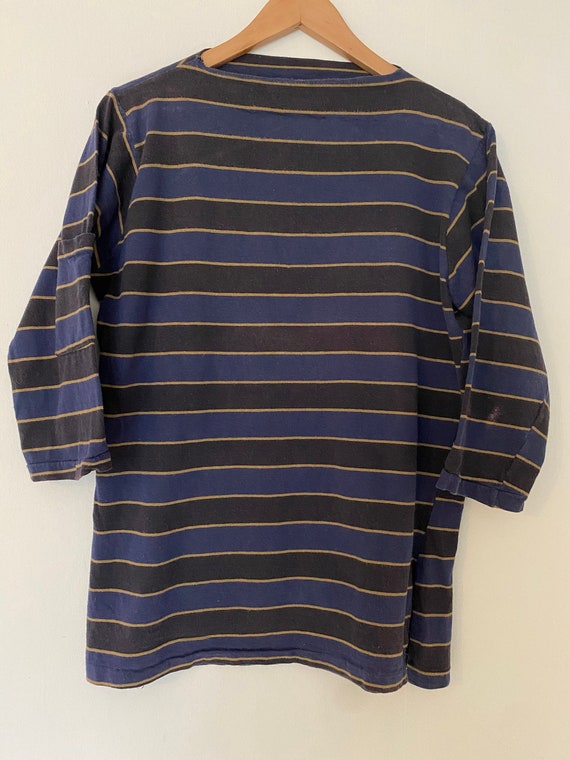 Vintage 1950s Boatneck Striped 3/4 arm T Shirt