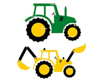 Zestaw 2 szablonów: Ciągnik i koparka Clipart Cricut dla dzieci