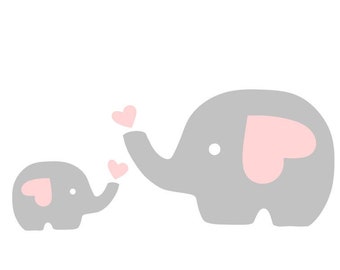 Słodkie słoniątko SVG, natychmiastowe pobranie, sylwetka SVG Studio Cricut, kliparty Eps Elephant, prezent na Dzień Mamy