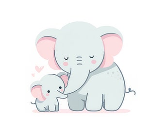 Sweet Baby Elephant SVG TSHIRT Idea| Instant Download, Silhouette & Cricut | Elephant Clipart | Mom's Day Gift