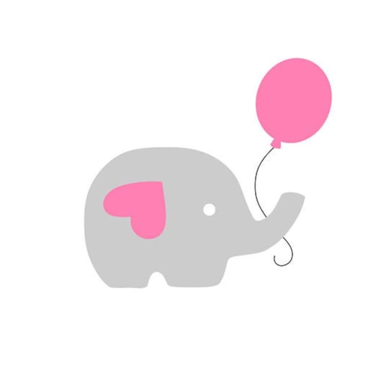Cute Baby Elephant With Pink Balloon SVG Instant - Etsy