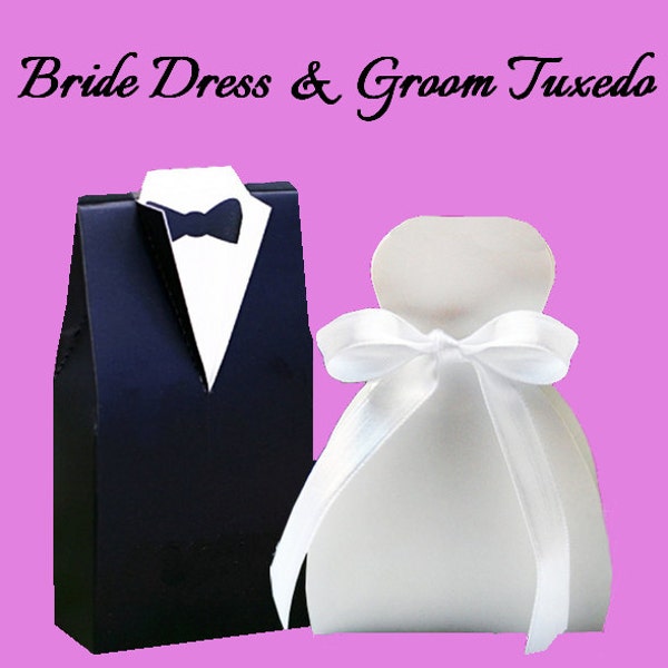 Wedding Bride Dress & Groom Tuxedo Party Favor Boxes Box Template JPG, PDF, MTC, Pdf