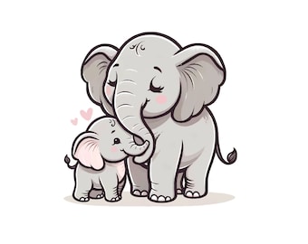 Baby Elephant SVG Design for Mom's Day!  Clipart Vector - Instant Download | Sweet Baby Elephant Shirt Idea Vector