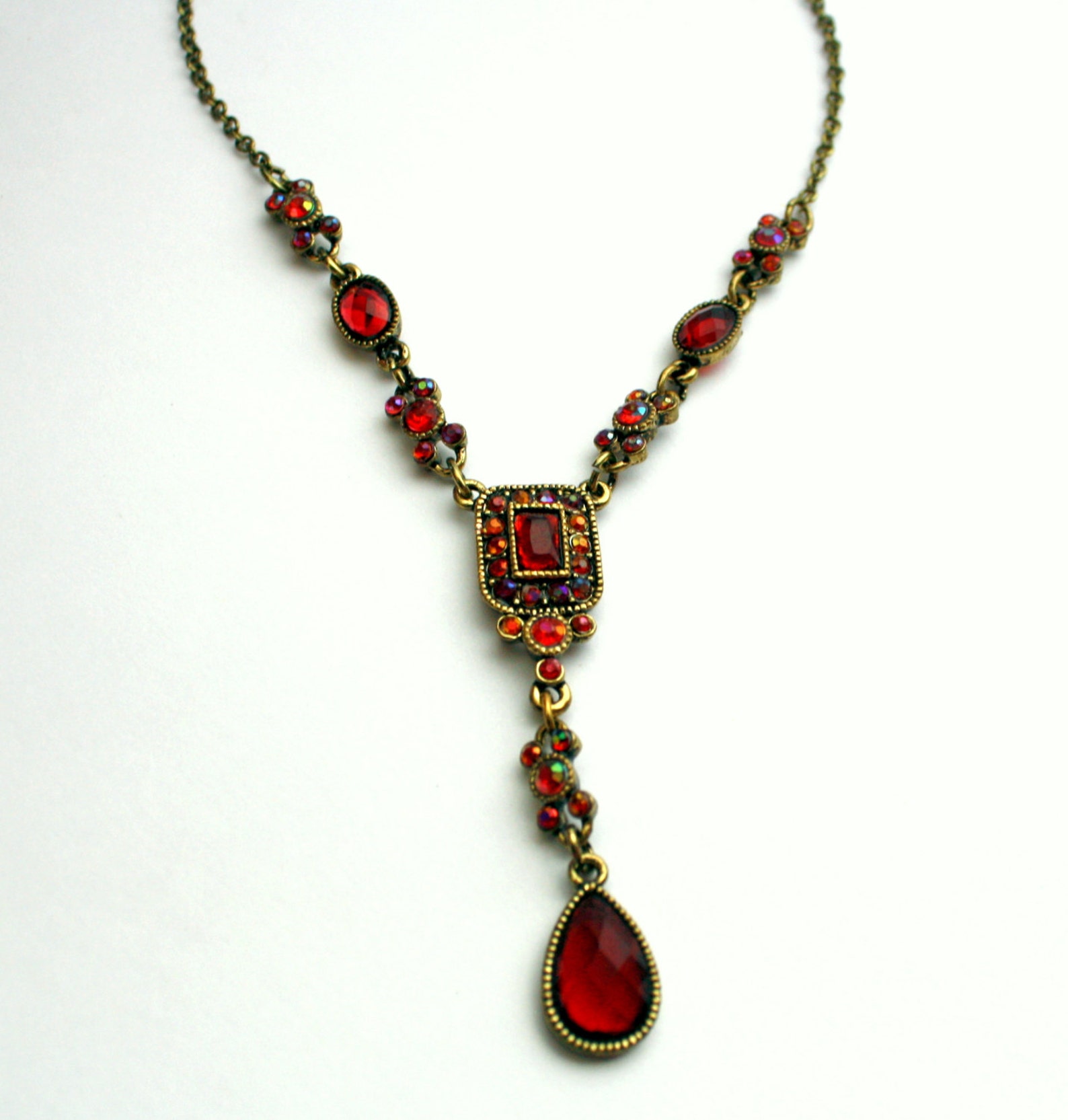 Vintage Avon Gold Tone Rhinestone Necklace Garnet Necklace | Etsy