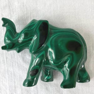 Malachite Elephant carved rare beautiful gemstone 3 inch