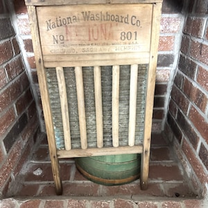 Antique Washboard Number 801 Wood and Metal National Washboard Farmhouse Decor
