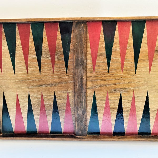 Vintage Wood Backgammon Board Unique Wall Art Game Room Decor Vintage Handmade Backgammon Board