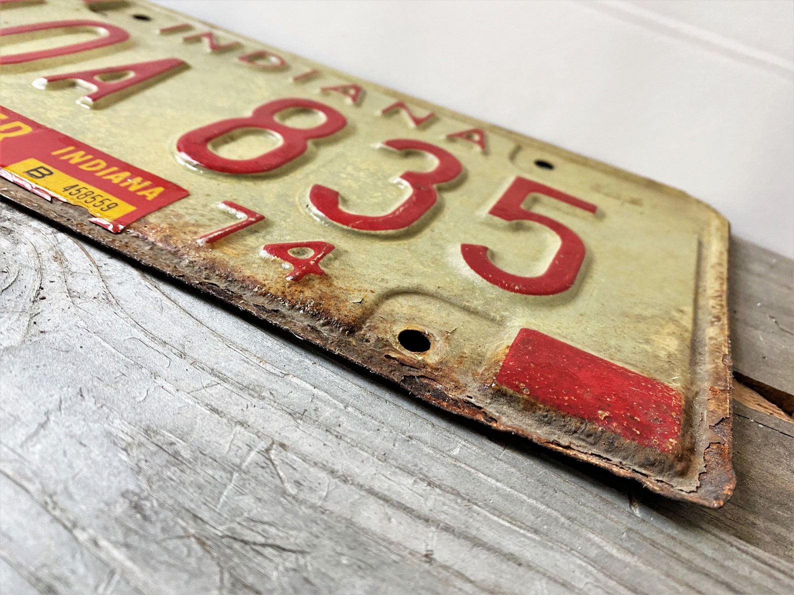 Vintage 1974 Indiana Car License Plate Yellow with Red Etsy