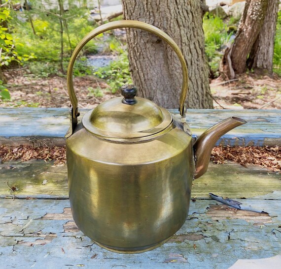 Vintage Copper Tea Kettle Oversized Teapot With Metal Handle Etsy
