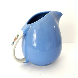 Vintage Hall China Company Rose Parade Pattern China Pitcher 6 inch Cadet Blue Pitcher circa 1940s