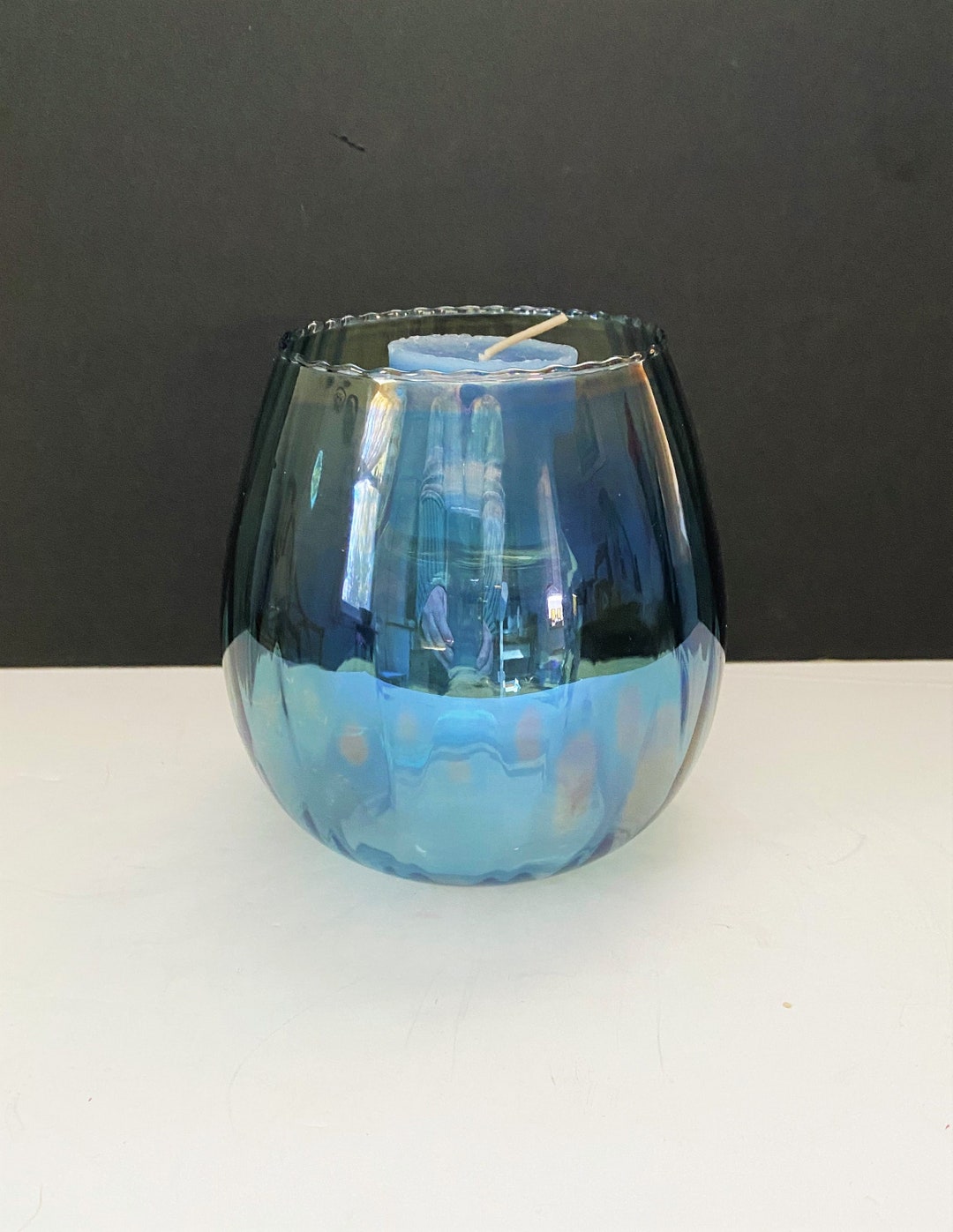 Vintage Glass Bowl Vase, Double Walled Vase, Solifleur Style Vase