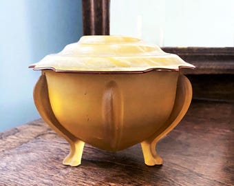 Vintage Art Deco Powder Jar with Footed Base and Lid circa 1930s Vanity Jar