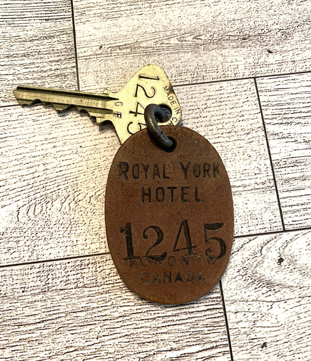 Vintage Hotel Key With Leather Fob Royal York Hotel Toronto Canada Old
