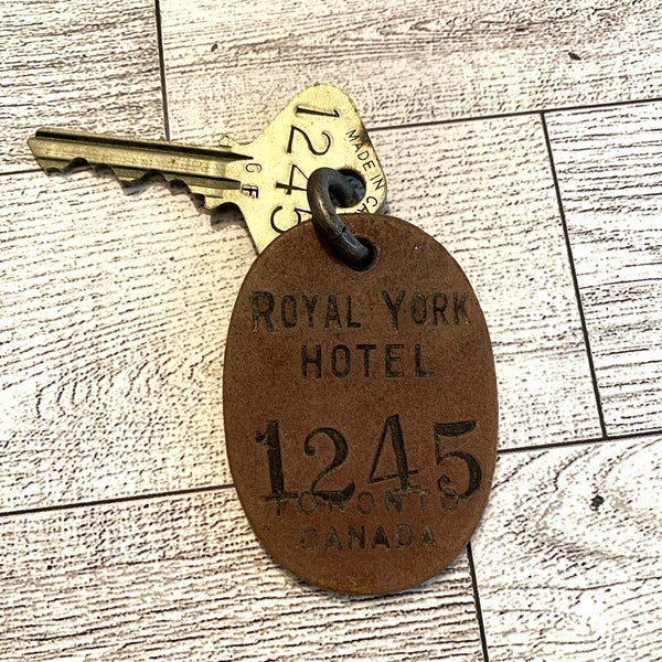 Vintage Hotel Key with Leather Fob Royal York Hotel Toronto Canada Old Hotel Room Key 1245