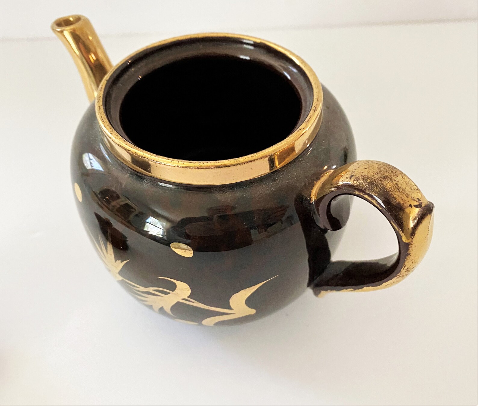 Antique Individual Teapot Gibsons England Hand Painted Black Etsy