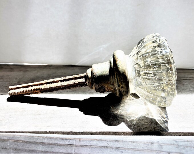 Antique Glass Door Knob With Spindle 12 Point Vintage Molded Etsy