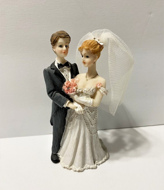 Vintage Wedding Cake Topper Ceramic Bride and Groom With Etsy