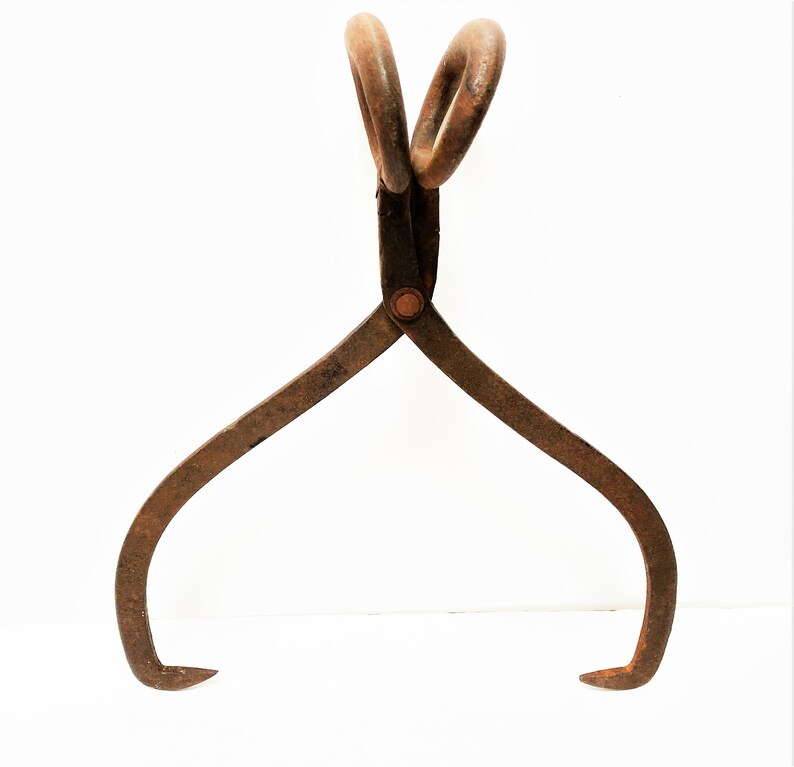 Antique Large Ice Block Tongs Heavy Metal Industrial Tongs Etsy