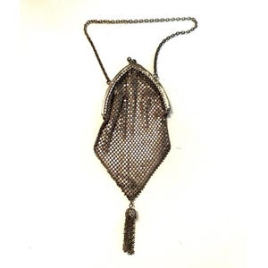Antique Purse Silver Mesh with Tassel circa 1920s Flapper Purse