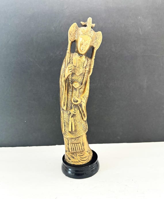 Vintage Brass Statue Chinese Noble or Taoist Immortal Figure