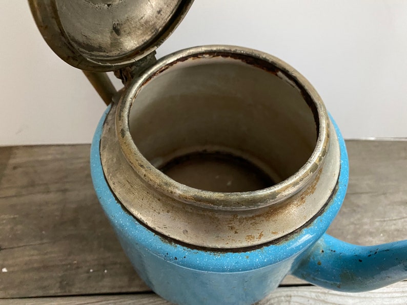 Antique Manning and Bowman Graniteware Teapot Made in Meriden Connecticut