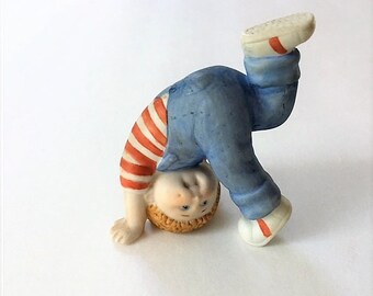 Vintage Cabbage Patch Tumbling Boy Figurine 1984 Little Boy Playing Ceramic Figurine Boys Room Decor Gift for Baby Boy