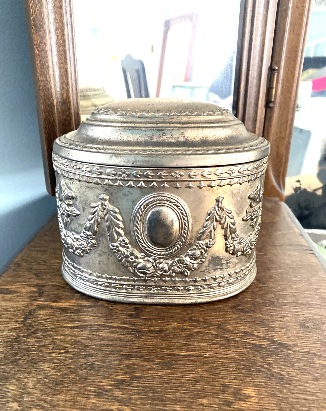 Vintage Silverplate Jewelry Box With Red Velvet Lining Etsy