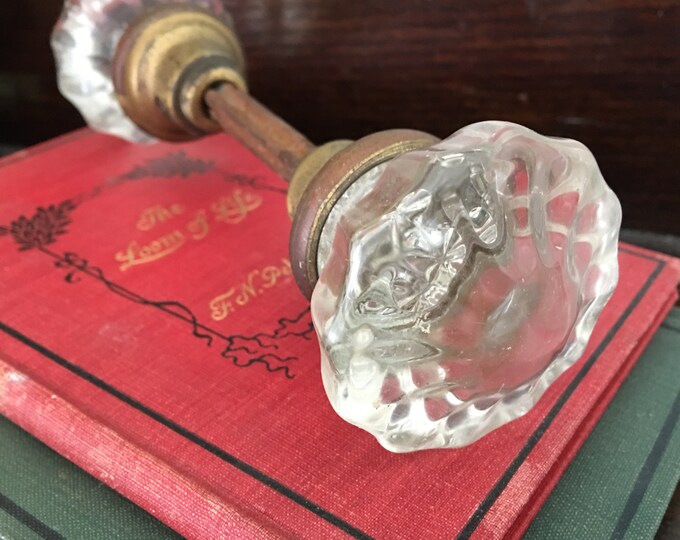 Antique Glass Door Knobs With Square Threaded Spindle 12 Facet Etsy