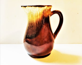 Vintage RRP Co Brown Drip Glaze Pottery Pitcher 6 inch Ceramic Pottery Pitcher